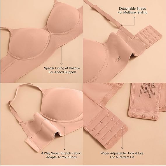 NYKD Women’s Polyester Padded Barely-There Bra Invisible Support, Ultra-Thin Comfort & Light All-Day Padding